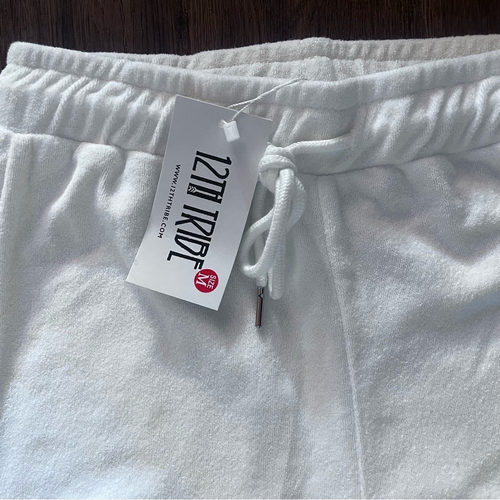 12th Tribe White Women's Terrycloth Drawstring Pants Size M - Picture 3 of 7